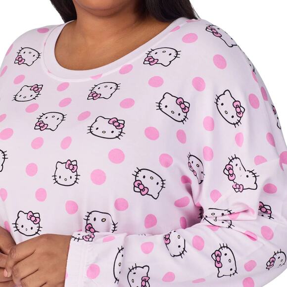 NWT Hello Kitty Women's 2-PC Printed Long Sleeve Soft Jersey Pajama Lounge Set - Picture 5 of 11